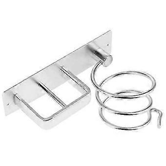 1 Set Durable Hair Dryer Holder 2 in 1 Aluminum Alloy Flat Irons Curling Wands Hanger for Shower Room 26-27