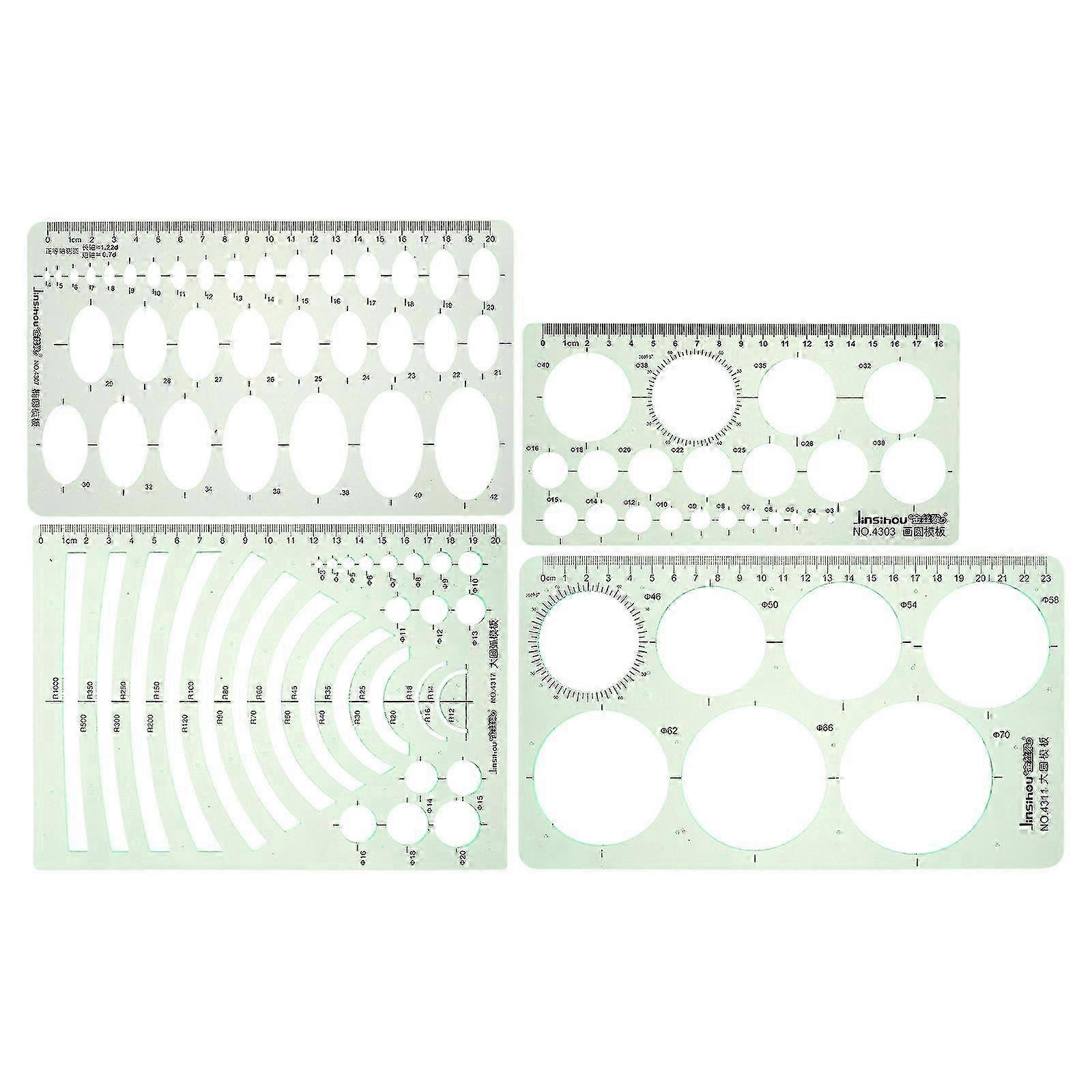 4pcs Measuring Template Stencil Geometric Stencils Multiple Shapes Drawing Tools