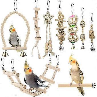 Bird Toys Parakeet Toys Bird Cage Accessories Parrot Swing Chewing Standing Hanging Perch Hammock
