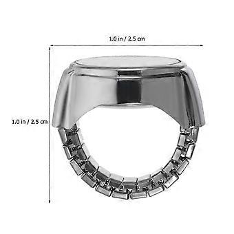 Couple Ring Watches Finger Quartz Watch for Time Display 2Pcs Blue Metal
