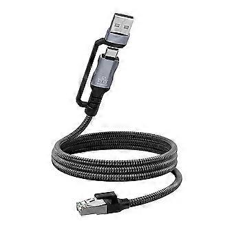 USB-A/USB-C-auf-RJ45-100-Mbit/s-Ethernet-Adapter, RJ45-auf-USB/Typ-C-100-Mbit/s-LAN-Netzwerkkabel, kompatibel mit Laptop, PC und Mobiltelefon