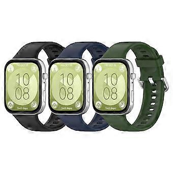 Silicone Replacement Bands with Metal Buckle, 3 Pack, A for Huawei Watch Fit 3/4/4 Pro