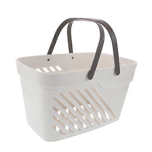 Plastic Storage Basket with Handle, Fast Drain and Easy Clean Bathroom Organizer Bin, Gray Rectangular SpaceSaving Design
