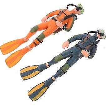 2pcs Mini Diver Figurines Deep Sea Diver Tiny Submarine Figures Fish Tank Realistic Divers Figurines Diver With Hose Scuba Steve Toy Dollh