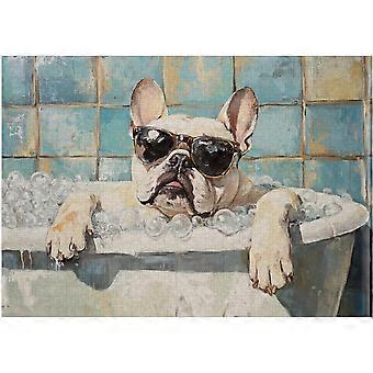 Bulldog Taking Bubble Bath Jigsaw Puzzle - Bulldog on a Bathtub in Bathroom - Pet Shower Decor Puzzles SQZ848