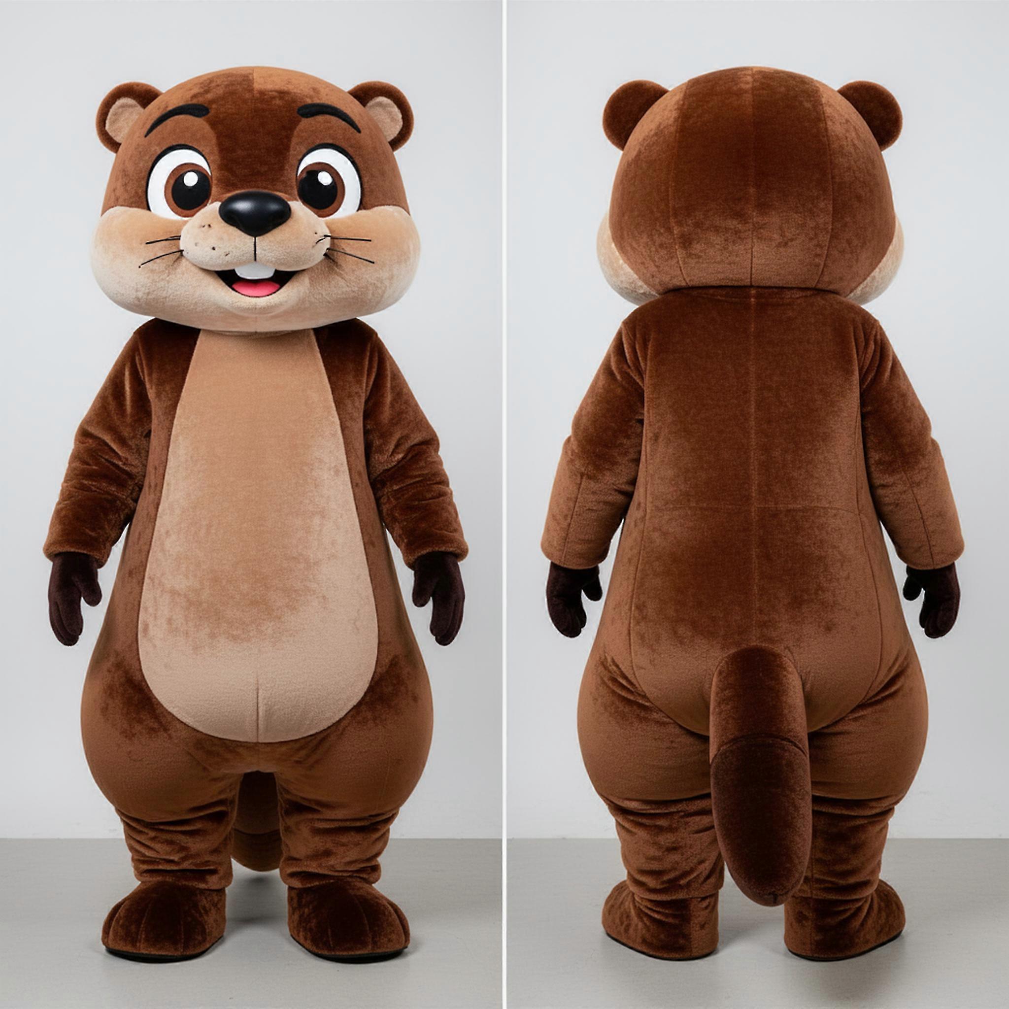 MASTICOT Velvety Brown Cartoon Otter Mascot