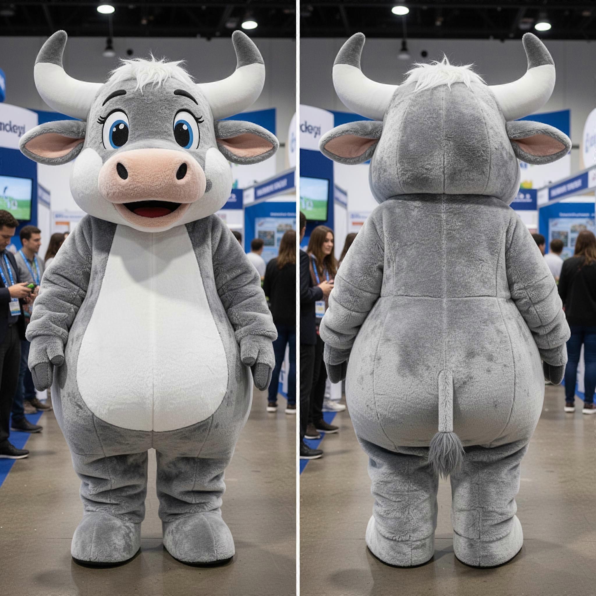 MASTICOT Silver Cartoon Zebu Mascot