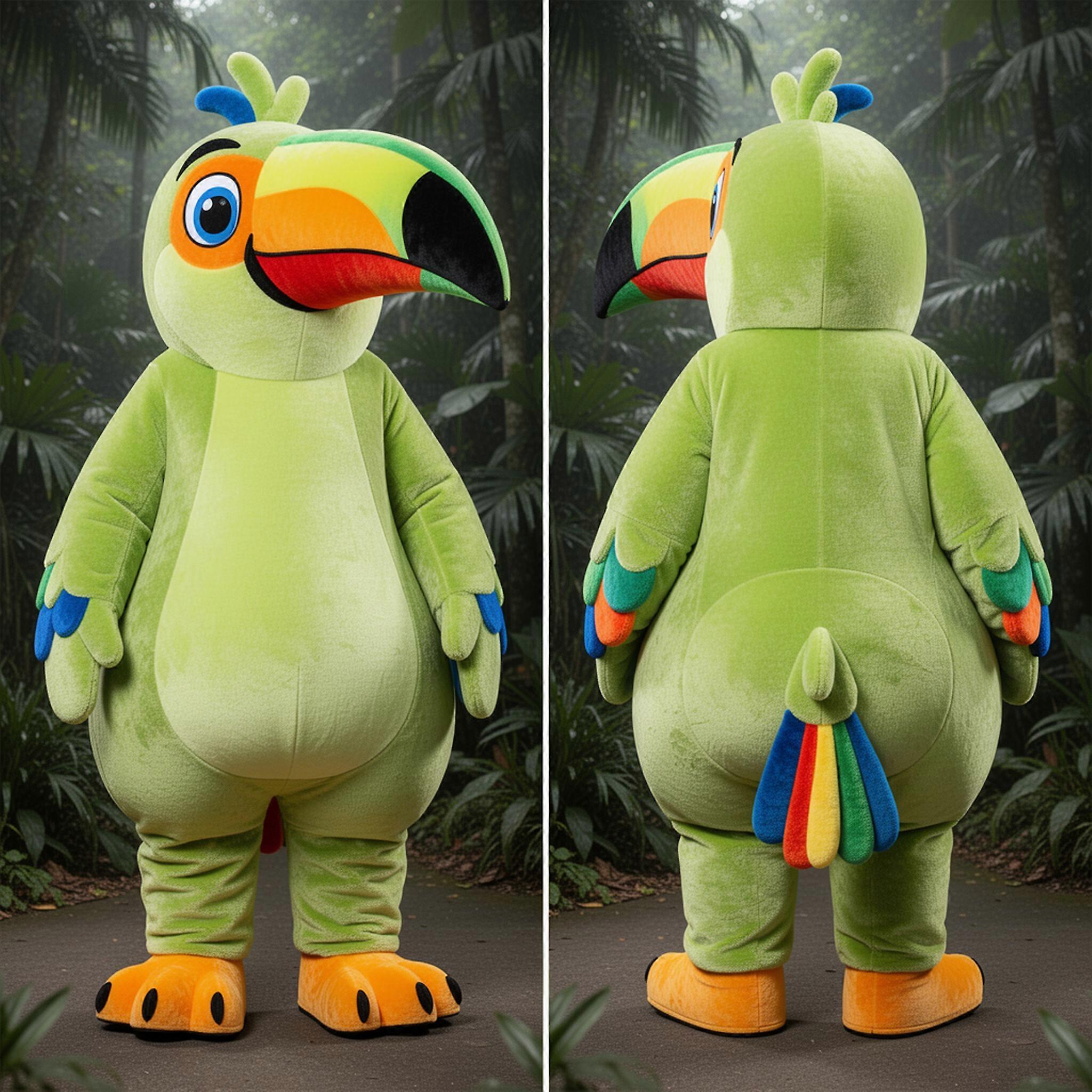 MASTICOT Lime Green Vibrant Toucan Mascot