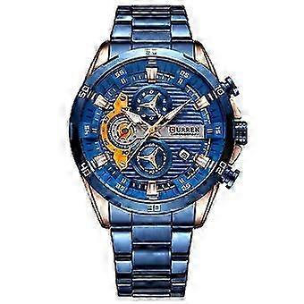 8402 Kalenterikello Kuusiviisari Teräsrannekkeella Business Quartz -kello