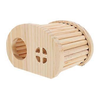 Wooden Small Pet Hideout Nest, Warm Secure Resting House for Hamster Hedgehog Mouse, Light Brown, 15.5 x 10 x 9.5 cm, 1 Piece