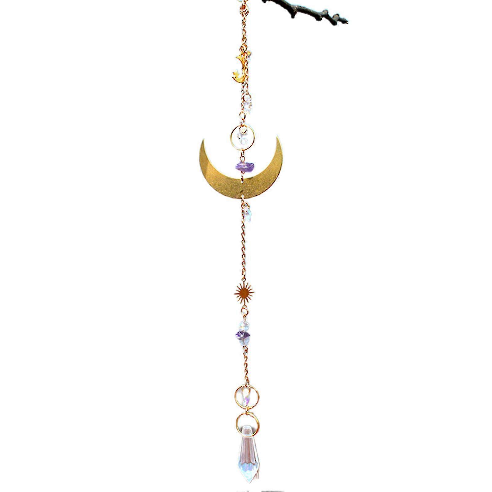 Clear Crystal Prism Moon Suncatcher