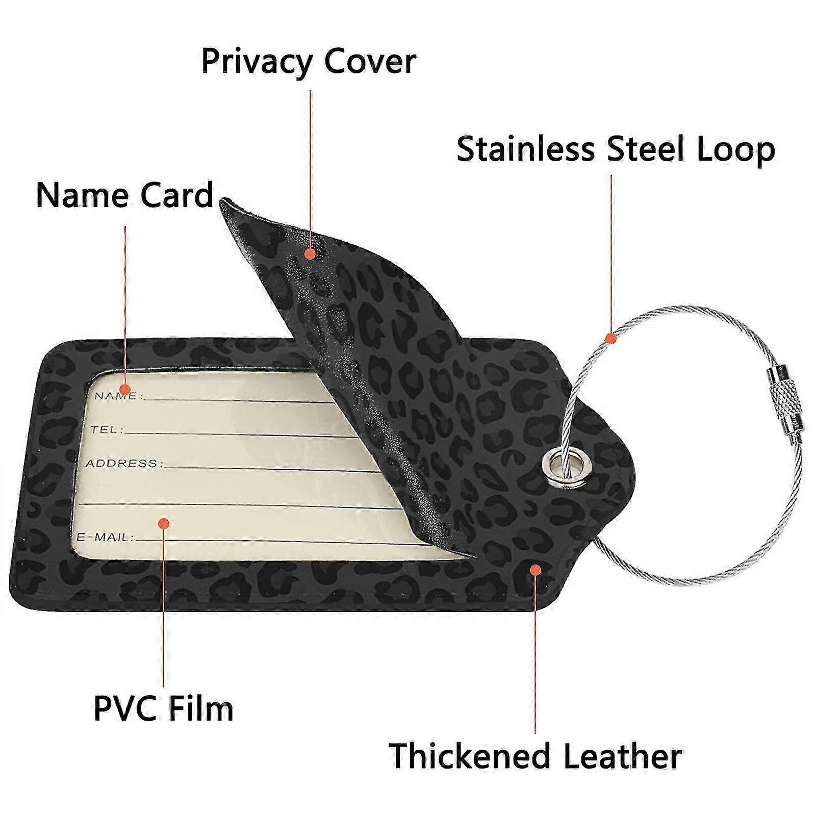 Leopard Print Leather Luggage Tags 2 Pack
