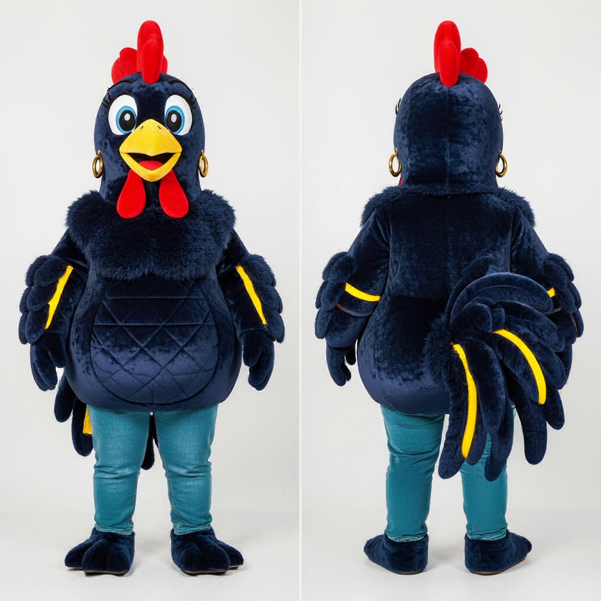 MASTICOT Navy Blue Fluffy Roosters Mascot