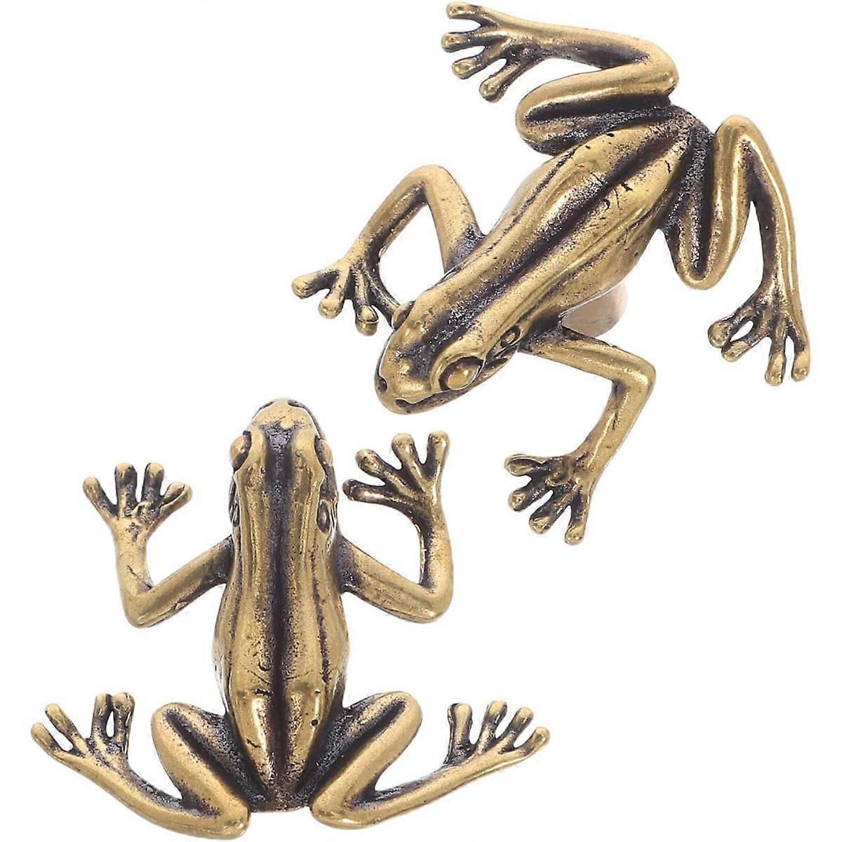Vintage Brass Frog-Shaped Drawer Pulls, 2Pcs Cabinet Dresser Knobs