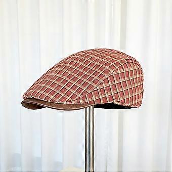 Retro geruite hoed, veelzijdige baret voor de herfst en winter, warme pet voor het gezicht, kleine literaire pet, pet voor krantenjongens, schilders.