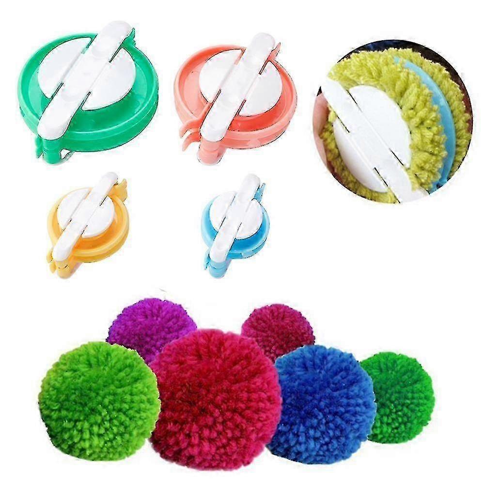 4 Sizes Round Pompom Maker Tools compatible with Knitting Pom Pom Maker Clover Fluff Ball