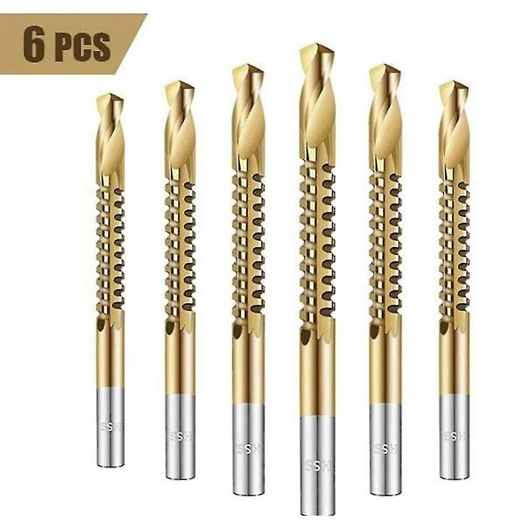 Pxcl 6pcs/set Cobalt Drill Bit Set Spiral Metric Screw Composite Tap Drill Bit
