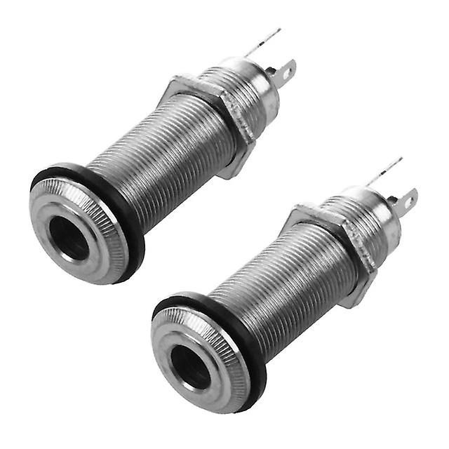 2X 1/4 Inch Chrome Cylinder Flush Mount Jack For Electric Guitar Bass