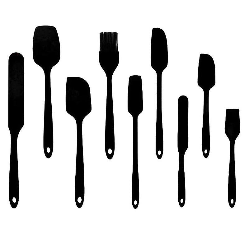 35X3.5cm Black Spatulas 1 Set Of 9pcs Baking Spatulas Silicone Cream Spatula Butter Scraper Kitchen