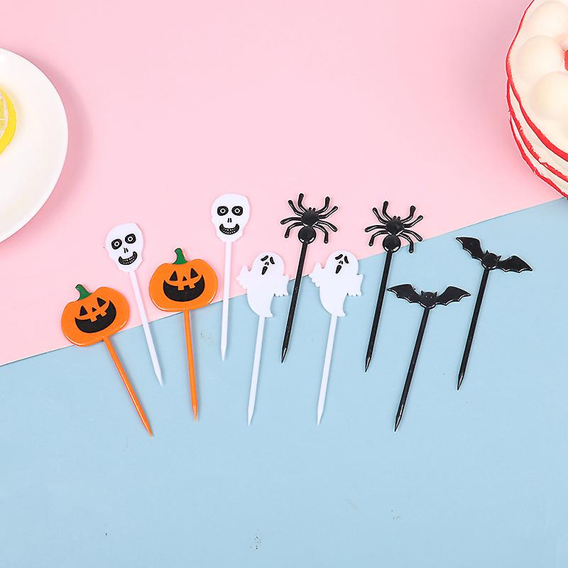 10pcs Halloween Plastic Toothpick Cake Fruit Stick Fruit Fork Stick