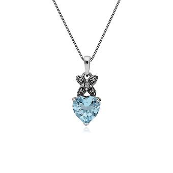 Classic Heart Blue Topaz & Marcasite Cross Bale Pendant Necklace in 925 Sterling Silver 214P245707925,Specials : American Fashion Style Bags On Sale