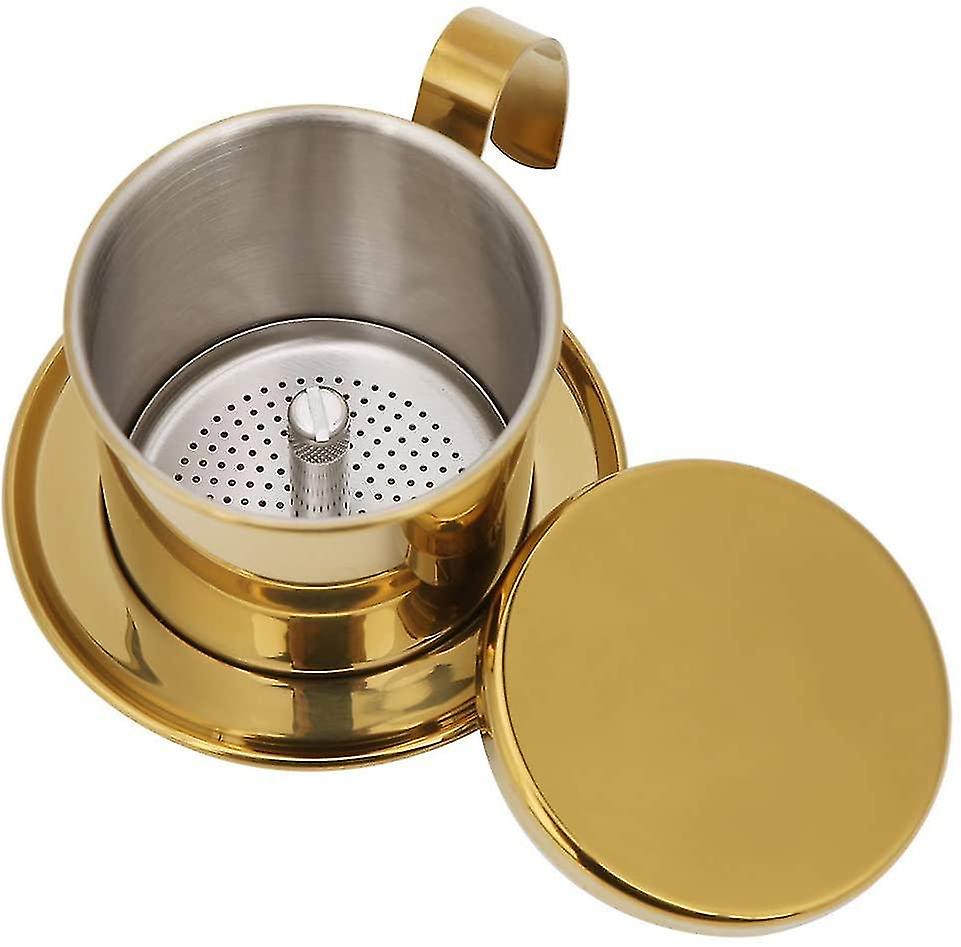 Vietnamesischer Kaffeefilterhalter, Filterkaffeemaschinen Kaffeefilterhalter, 10 x 8cm (gold)