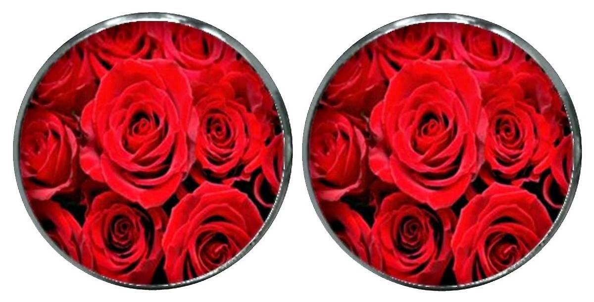 Bassin and Brown Roses Cufflinks - Red