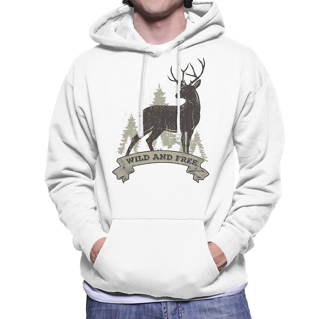 Felpa con cappuccio da uomo cervo selvaggio e libero