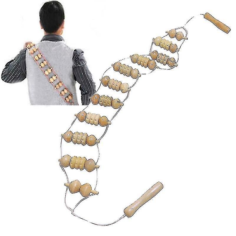 Beige Trä hjul kropp rygg midja vård roller massager