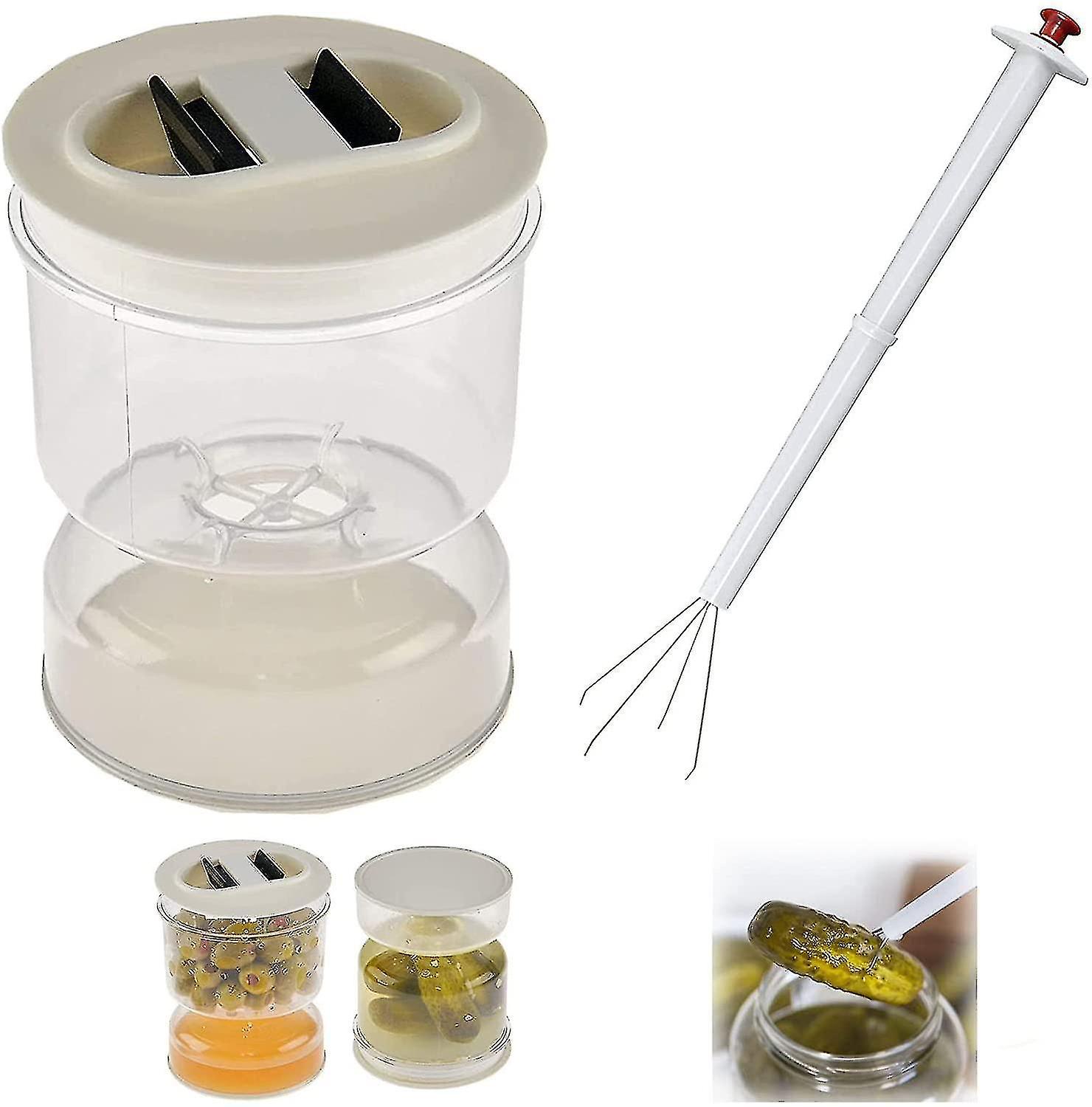 Hourglass Jar For Pickles And Olives Pickle Jar Strainer And Clip Hourglass Airtight Kimchi Pickles