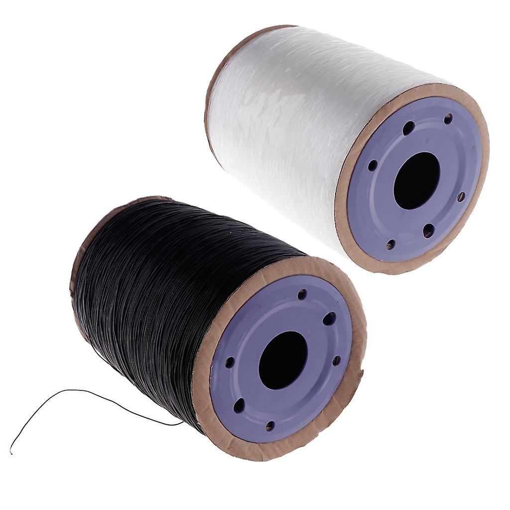 2 Rolls of Clear Black 650m Elastic Thread Jewelry Making Cord String 1.0mm