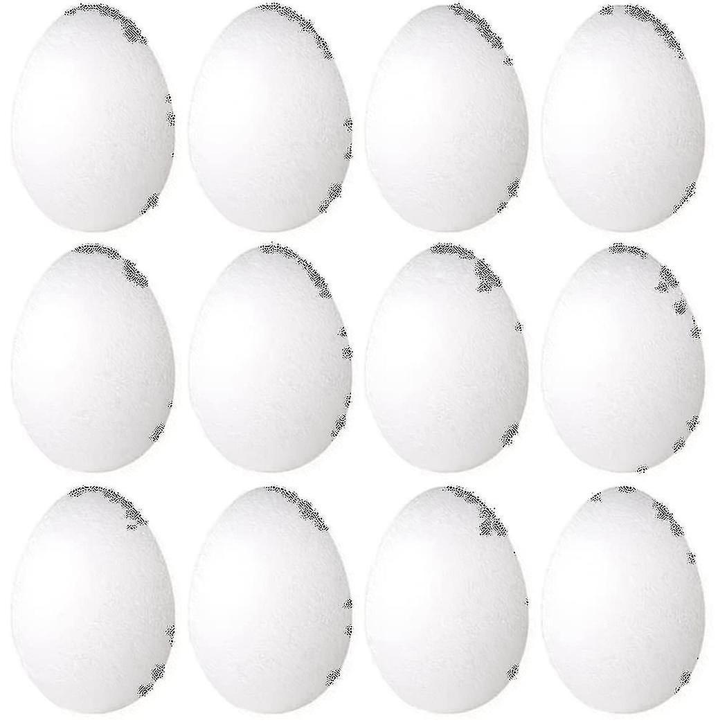 12 Pack 3 Inch Easter Foam Egg White Styrofoam Egg Craft Egg Foam Natural Polystyrene Egg Foam Hand