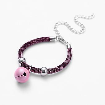 Adjustable Cat Collar, Pet Collar, Nylon Accessory, Cat Bell Collar with Extension Chain with Bell for Small Dogs and Pets(Pink)