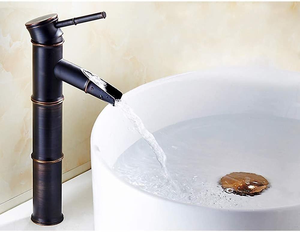 Bathroom faucet, retro bronze basin faucet, hot and cold water single hole faucet, suitable for inner diameter 1.25in-1.57in, Faucet