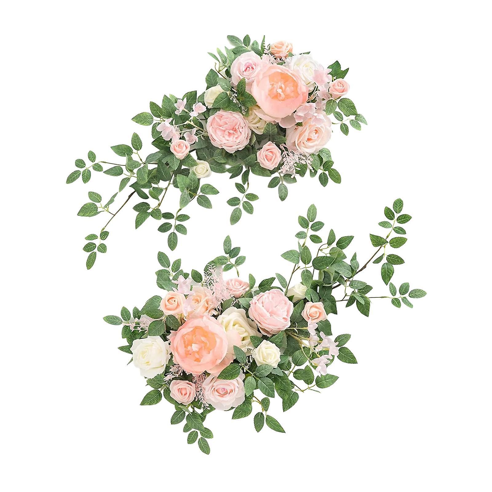 2 Pieces Artificial Wedding Arch Flowers Decorative for Window Table Wedding Pink
