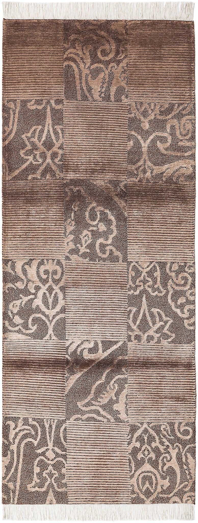 Hadorn Darya-インド81x211、ダークブラウン手織りインド絨毯付き