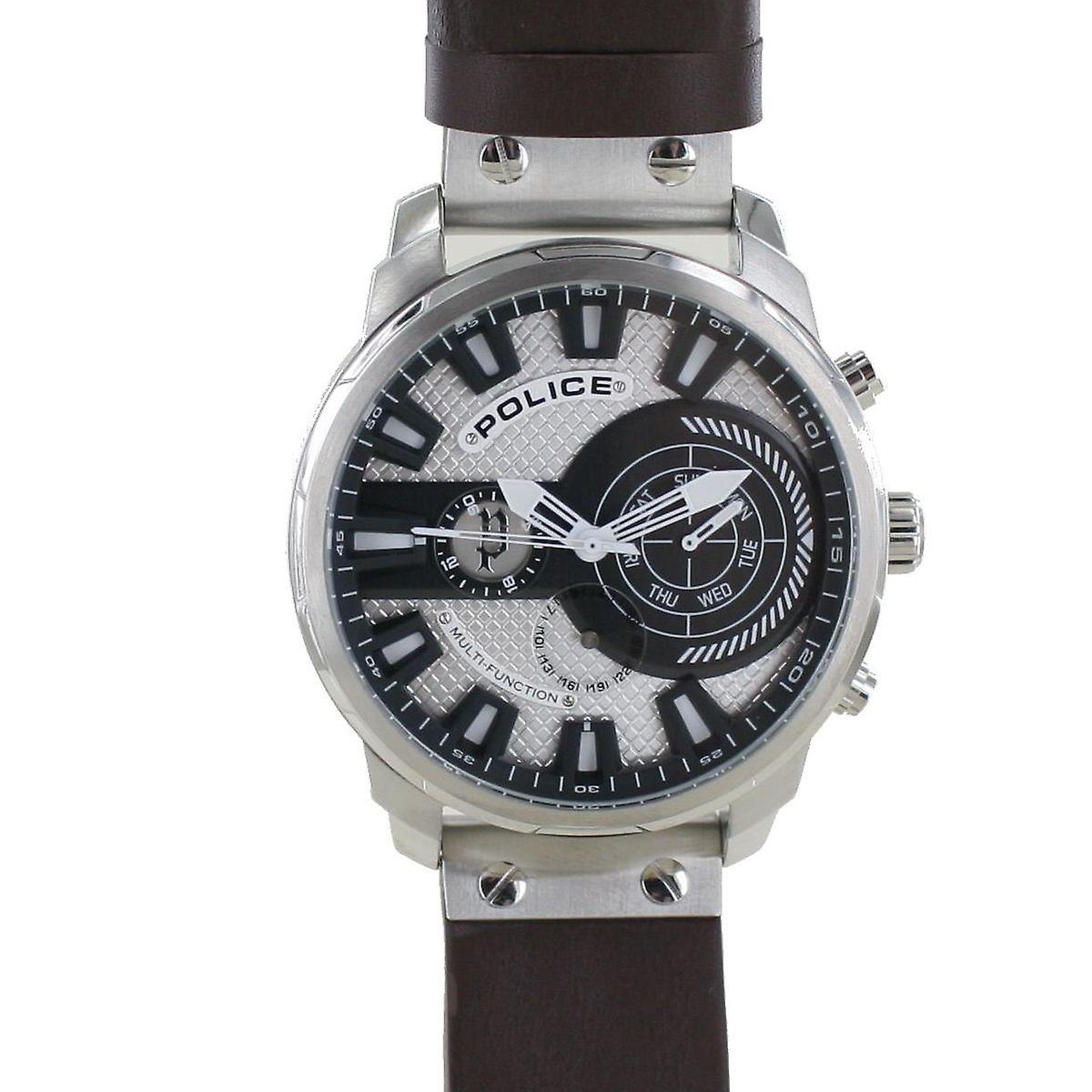 Police Herren Uhr Armbanduhr Leder Analog Leicester PL15217JS.04 4895148685020 e