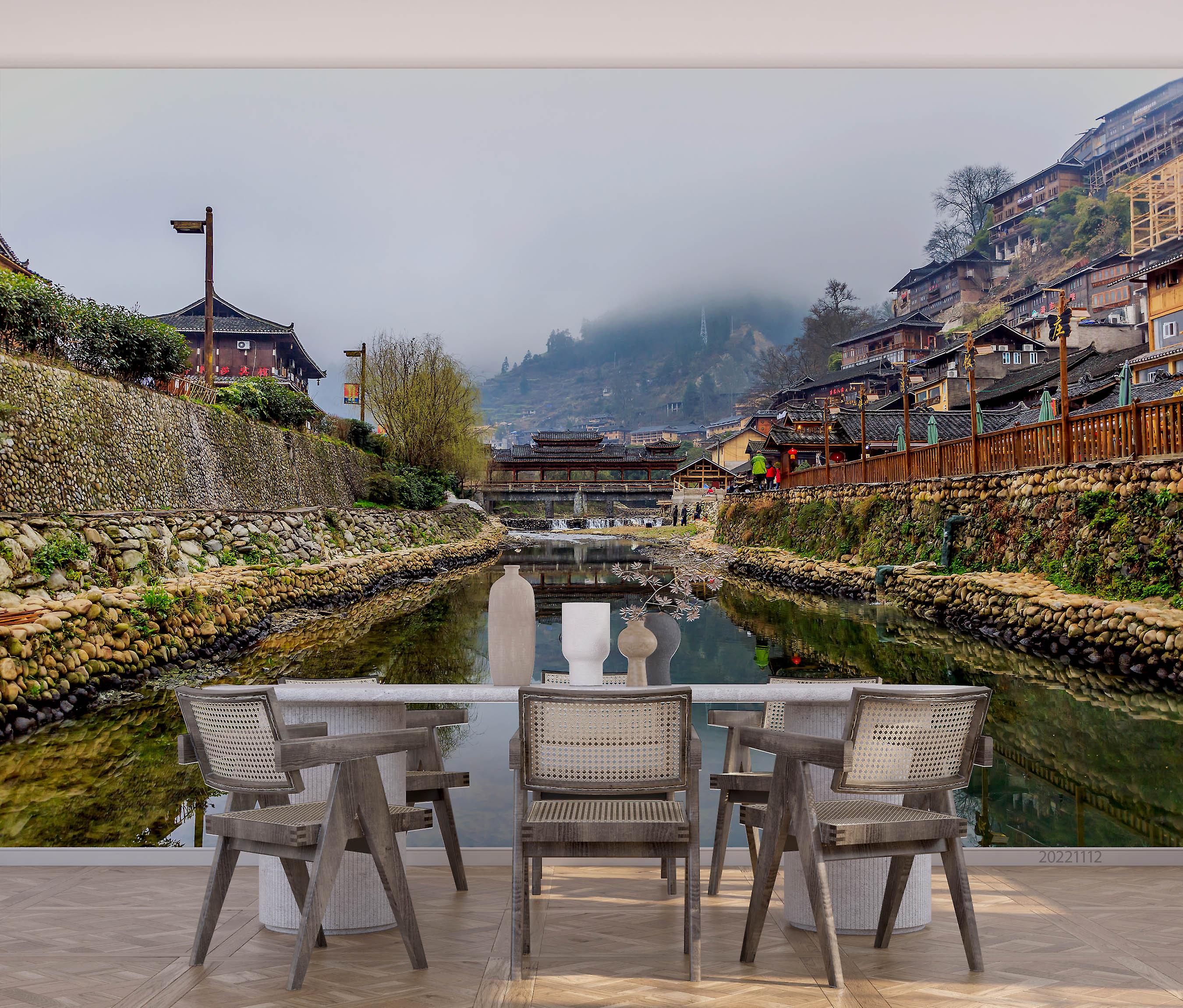 3D美丽景观建筑河壁画壁纸Gd 2398