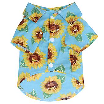 Haustier-T-Shirt aus weicher Baumwolle mit süßem Sonnenblumen-Aufdruck, modische Sommerweste für Hunde, Kleidung für Welpen und Katzen
