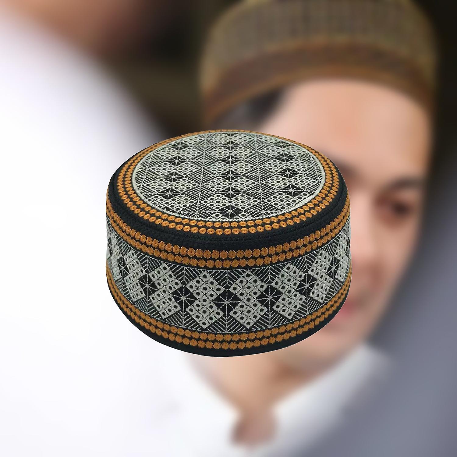 Embroidery Pattern Exquisite Workmanship Prayer Hat Flat Top Men Nation Hat OuZhan