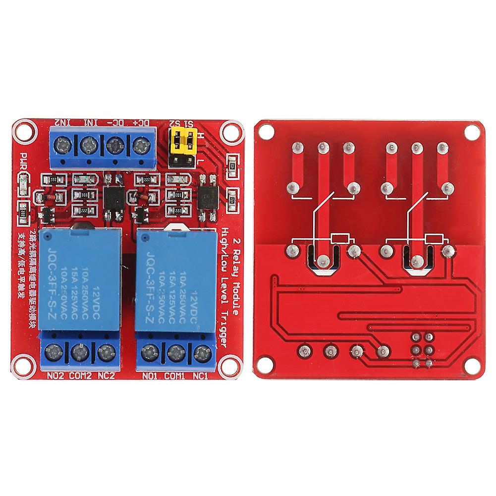 2-channel relay module with optocoupler isolation, high and low level trigger module (12V)