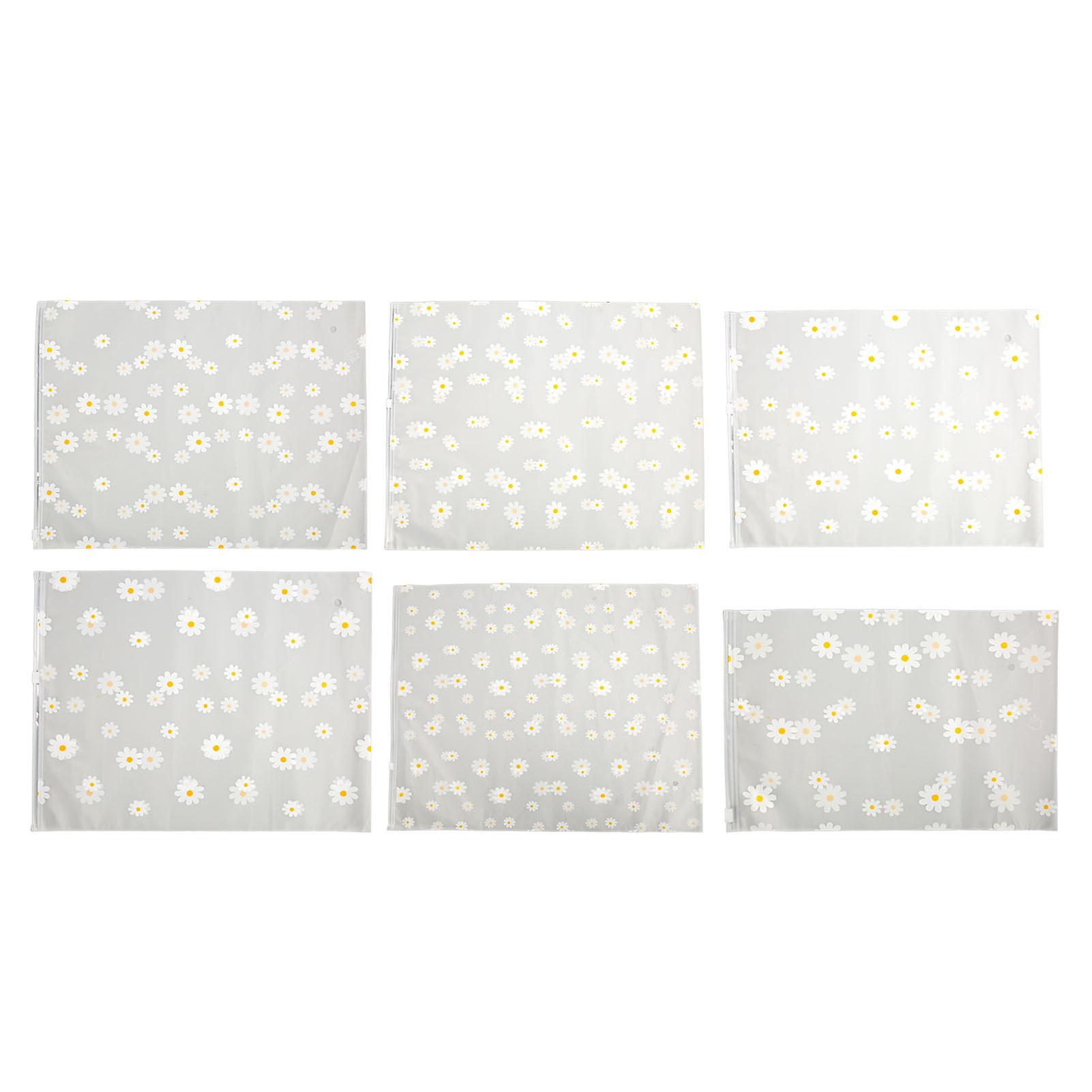 30PCS Frosted Slide Zip Plastic Bags Daisy Pattern Reusable Lightweight Portable Shirt Packaging Bags for Clothes