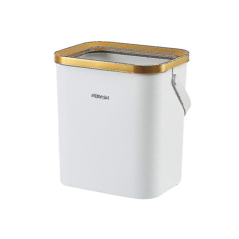 Luxo Golden Trash Can Trash Bin de grande capacidade para cozinha Banheiro High-foot Push-type Plastic Garbage Trash Compost Bin