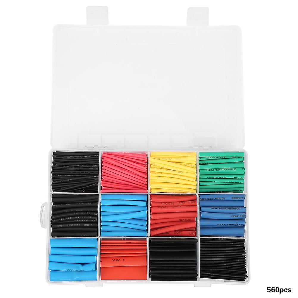 Qukaim Shrink Tube Sleeves 560Pcs Mixed Colored Heat Shrink Tubing, Shrinkable Tube Wrap for Wire Cable, Assorted Sizes for Electrical Insulation