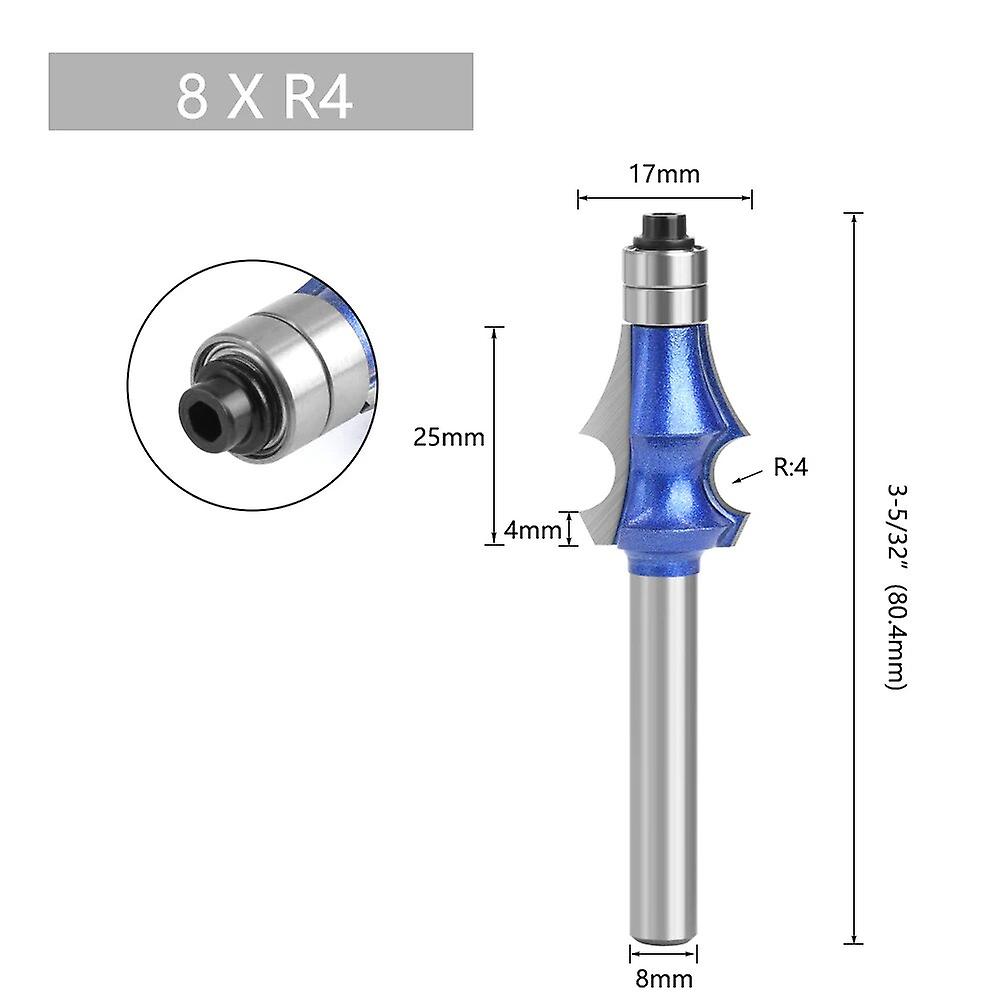 1PC 8mm Shank Steel Wood Router Bit YG6X Carbide Tip End Mill Wood Milling Cutter with Bearing Woodworking Tools R1.5-R4~13712