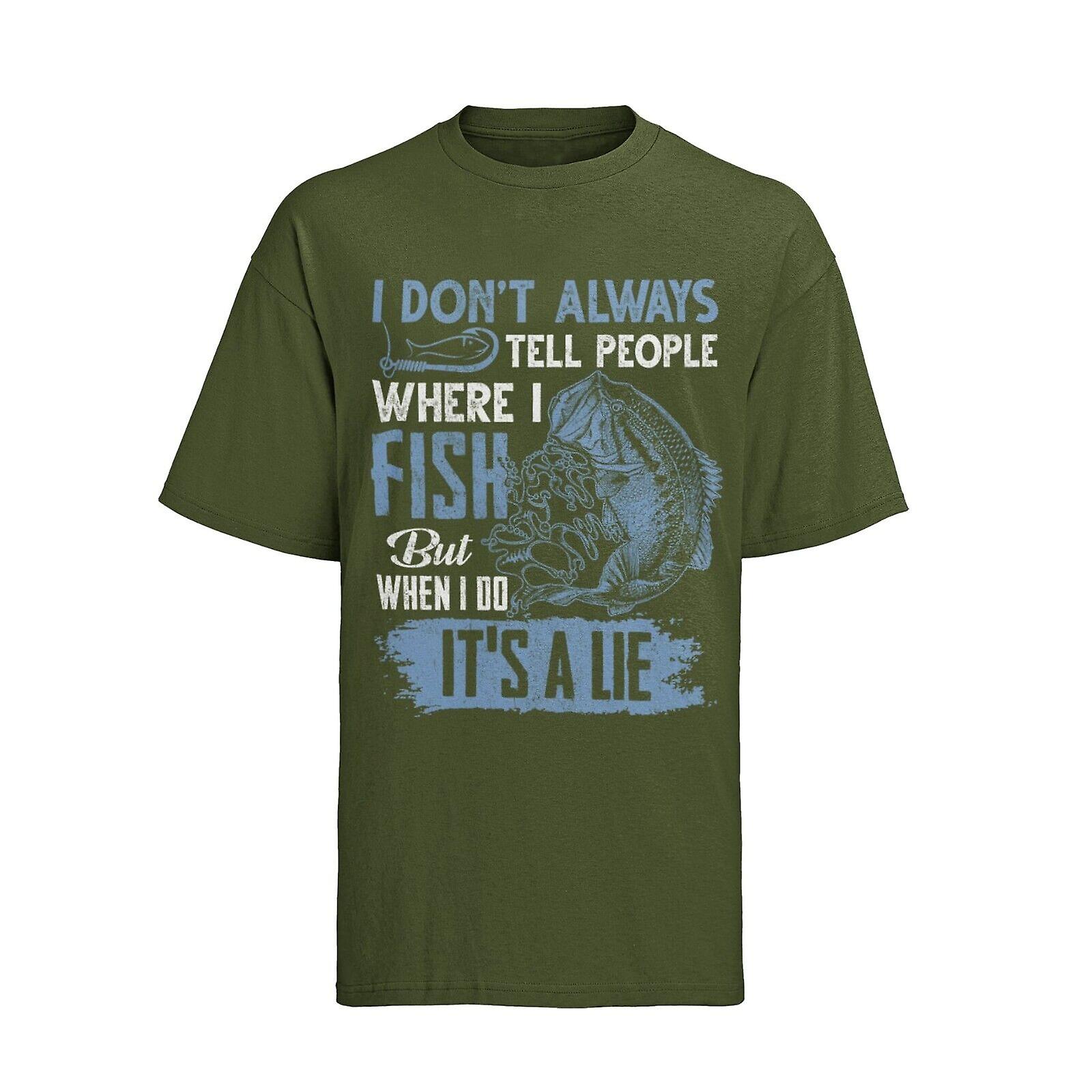 Funny Fishing T Shirt I Dont Always Tell People Where I Fish When I Do Its A Lie