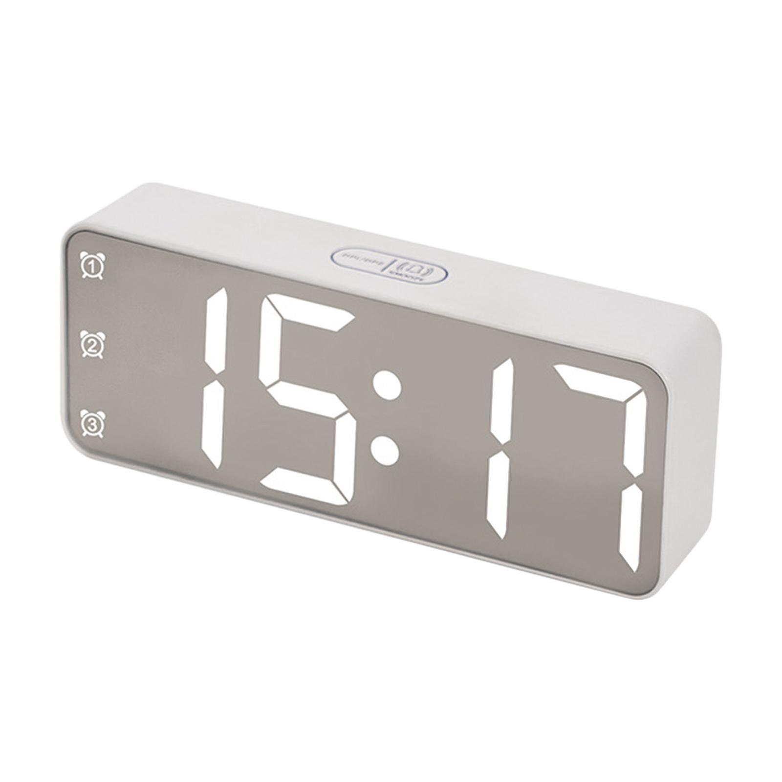 RGB Digital Alarm Clock Changing Electronic Clock Date Display Table Sleep Aid Mirror Alarm Clock for Hotel Cafe Bedside Dorm
