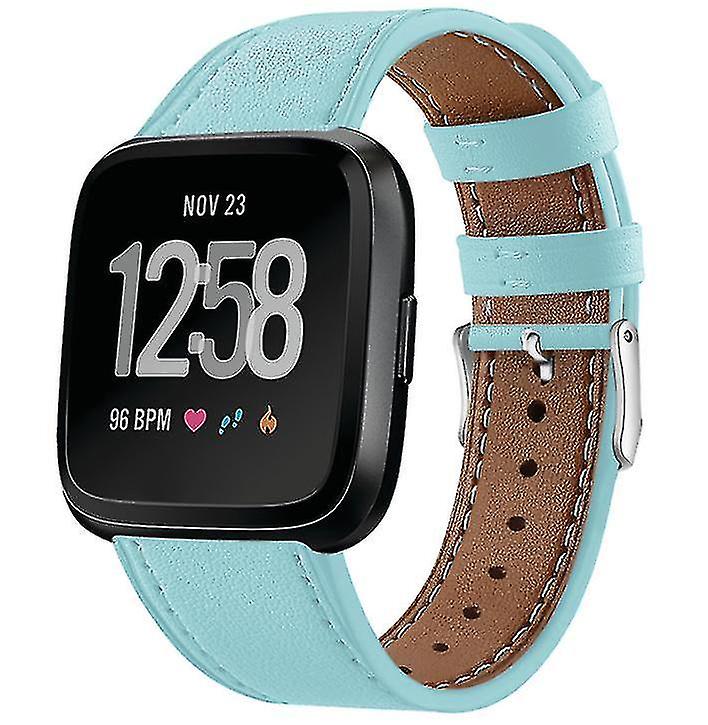 Leather Bracelet Strap Band For Fitbit Versa Smart Watch (Blue)