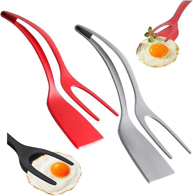 2 In 1 Grip Flip Tongs, 2024 Upgrade Egg Flipper Spatula Household 2-in-1 Grilling Flip Spatula Kitc