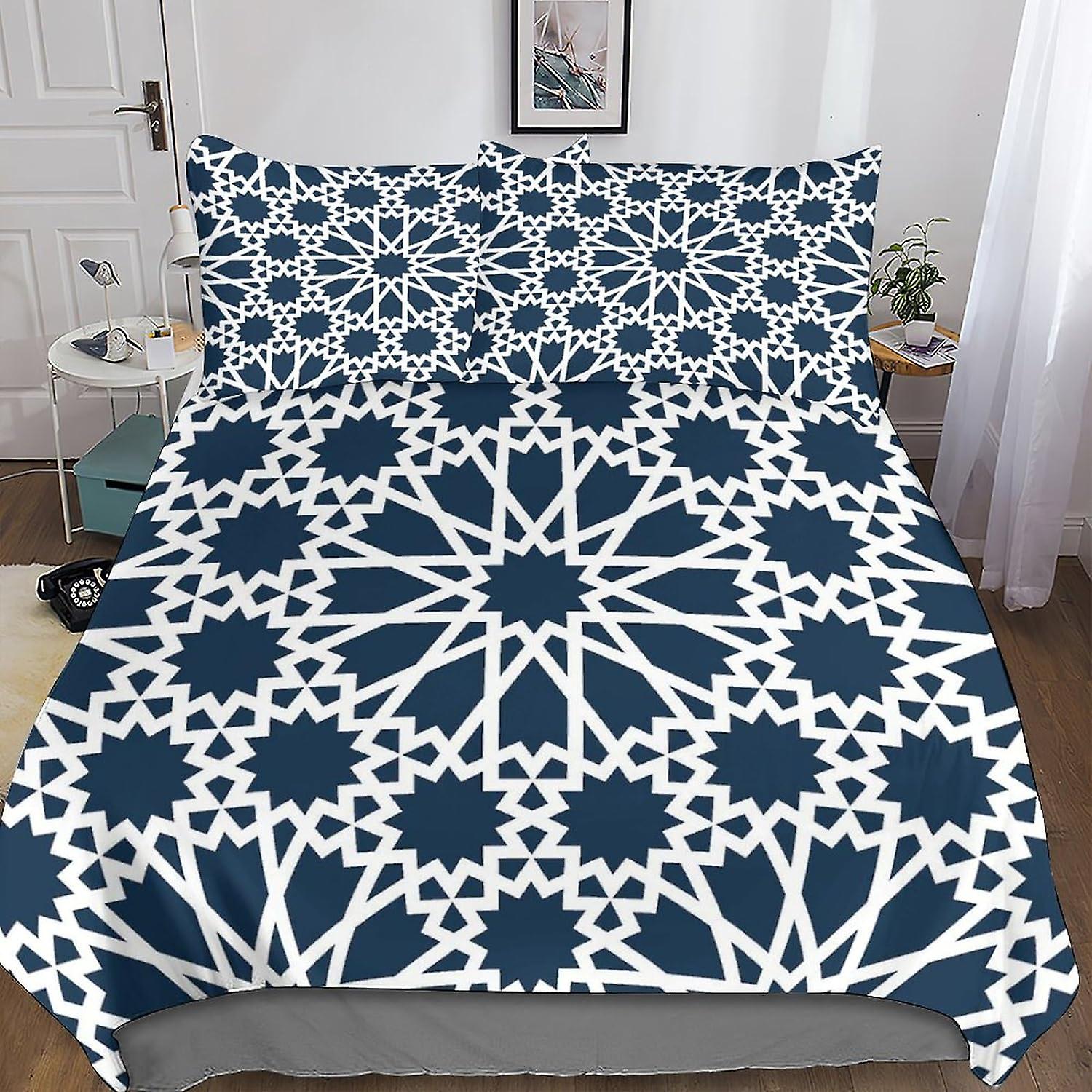 losolese 3D-tryckta geometriska mönster påslakan set Enkel modern sängkläder, mjuk mikrofiber, 2 örngott, dold dragkedja,